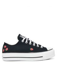 Converse Trampki Chuck Taylor All Star Lift Platform Embroidered Strawberries A14935C Czarny. Czarne trampki i tenisówki damskie Converse, bez wzorów, z materiału, bez zapięcia. Za 269.99 zł.