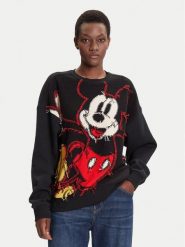 Desigual Bluza Hello Mickey 25WWSK14 Czarny Regular Fit. Czarne bluzy damskie Desigual, m, bez wzorów, z bawełny, bez ramiączek, bez kaptura. Za 459.99 zł.