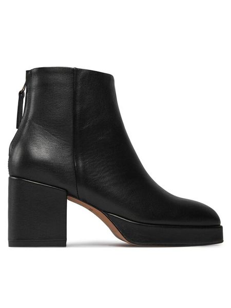 Balagan Botki Elton Czarny. Czarne botki damskie BALAGAN, bez wzorów, ze skóry, bez obcasa, na słupku, bez zapięcia. Za 659.99 zł.