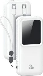 Powerbank Usams USAMS Powerbank z wbudowanymi kablami USB-C+Lightning 30000 mAh 20W PD+Qc 3.0 Fast Charge X-chel Series biały/white 30KCD21302 (US-CD2. Białe powerbanki Usams. Za 82.82 zł.