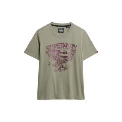 Koszulka damska Superdry American Eagle. Zielone koszulki sportowe damskie Superdry, bez wzorów, z bawełny, bez ramiączek. Za 154.30 zł.