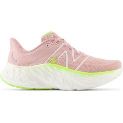 Buty damskie New Balance Fresh Foam More v4 WMORCI4 – różowe. Czerwone obuwie sportowe damskie New Balance, bez wzorów, z syntetyku, bez zapięcia, do biegania. Za 399.99 zł.