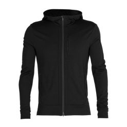 Bluza trekkingowa męska icebreaker Quantum III LS Zip Hood. Czarne bluzy męskie Icebreaker, m, bez wzorów, sportowe, bez ramiączek, bez kaptura. Za 599.99 zł.