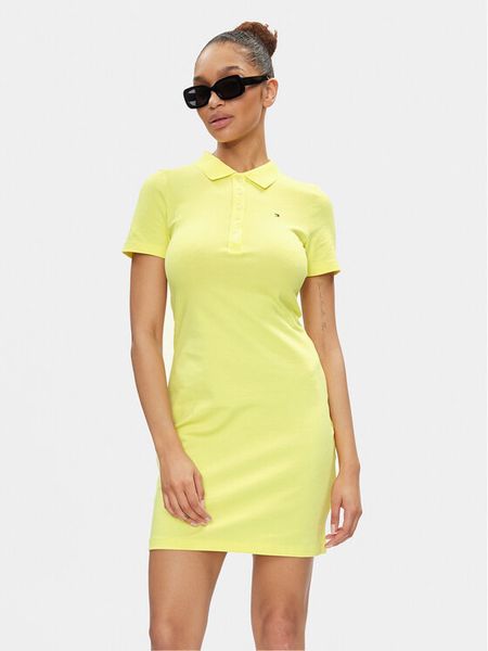 Tommy Hilfiger Sukienka codzienna 1985 WW0WW37853 Żółty Slim Fit. Żółte sukienki damskie Tommy Hilfiger, na co dzień, s, bez wzorów, z bawełny, bez kołnierzyka, bez ramiączek, proste. Za 359.99 zł.