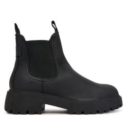Botki Tamaris. Czarne botki damskie Tamaris, bez wzorów, bez obcasa, na płaskiej podeszwie, bez zapięcia. Za 484.99 zł.