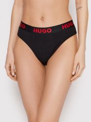 Hugo Stringi Thong Sporty Logo 50469651 Czarny. Czarne majtki damskie Hugo, z bawełny. Za 89.99 zł.
