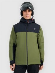 4F Kurtka narciarska membrana 8000 męska - khaki 3XL. Brązowe kurtki sportowe męskie 4F, na zimę, m, bez wzorów, z materiału, bez kaptura, narciarskie. Za 599.99 zł.