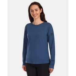 Damska bawełniana koszulka z długim rękawem Kilpi PROMOX-W. Niebieskie bluzki damskie Kilpi, bez wzorów, z bawełny, bez kołnierzyka, bez ramiączek. Za 112.21 zł.