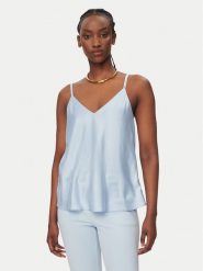 Rinascimento Top CFC0127685003 Błękitny Regular Fit. Niebieskie topy damskie Rinascimento, xl, bez wzorów, z syntetyku, bez kołnierzyka, bez ramiączek. Za 229.99 zł.