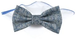 Mucha Męska z Poszetką - Chattier - Popiel z Niebieskim, Kwiaty. Niebieskie krawaty i muchy Chattier, bez wzorów, eleganckie. Za 65.00 zł.