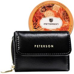 Portfel damski Peterson PTN 011-F-PUS czarny. Czarne portfele damskie Peterson, ze skóry ekologicznej. Za 74.00 zł.