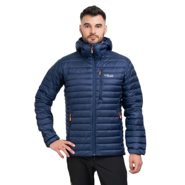 Kurtka puchowa męska Rab Microlight Alpine Jacket z kapturem. Brązowe kurtki męskie RAB, m, bez wzorów, z puchu, sportowe, z kapturem. Za 1,099.99 zł.