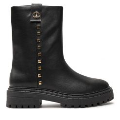 Botki TWINSET. Czarne botki damskie Twinset, bez wzorów, bez obcasa, na płaskiej podeszwie, bez zapięcia. Za 889.99 zł.