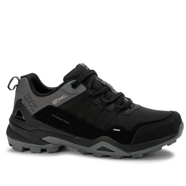 Buty męskie trekkingowe DK VENOM Softshell. Czarne trekkingi męskie DK, na jesień, z materiału, bez zapięcia. Za 199.00 zł.