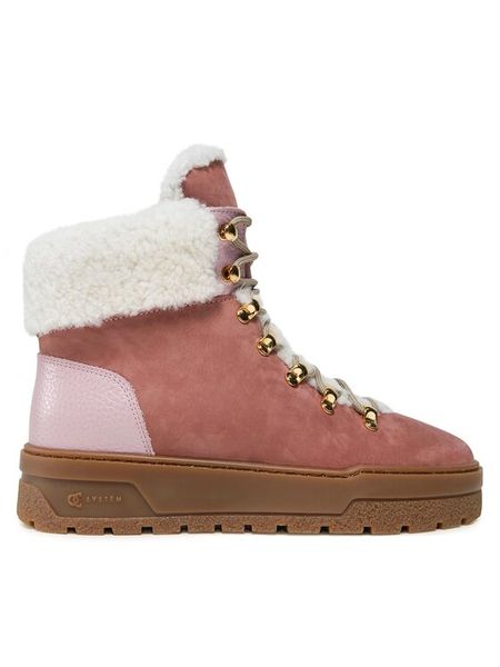 Pollini Botki SA21254H0HTGC62A Różowy. Czerwone botki damskie Pollini, bez wzorów, z nubiku, bez obcasa, na płaskiej podeszwie, bez zapięcia. Za 2,459.00 zł.