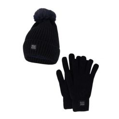 Damski Zimowy Zestaw Termiczny - Czapka + Rękawiczki - Granatowy. Niebieskie czapki damskie HEAT KEEPER, na zimę, bez wzorów, z poliesteru, sportowe. W wyprzedaży za 134.32 zł.