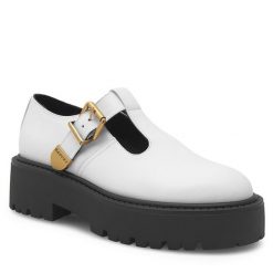 Półbuty Badura. Białe półbuty damskie Badura, bez wzorów, bez obcasa, na płaskiej podeszwie, bez zapięcia. Za 287.99 zł.