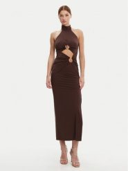 Bardot Sukienka wieczorowa 59824DB Brązowy Slim Fit. Brązowe sukienki damskie Bardot, xl, bez wzorów, z syntetyku, wizytowe, bez kołnierzyka, bez ramiączek. Za 269.99 zł.