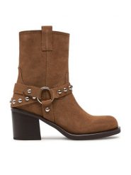 Aldo Botki Albai 13848387 Brązowy. Brązowe botki damskie Aldo, bez wzorów, ze skóry, bez obcasa, na słupku, bez zapięcia. Za 729.99 zł.