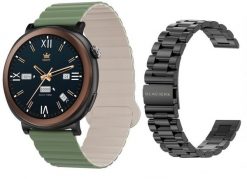 Smartwatch GlacierX Theron Black + Pasek GX-T248 standard. Czarne zegarki smartwatch GepardWatches, bez wzorów. Za 349.98 zł.