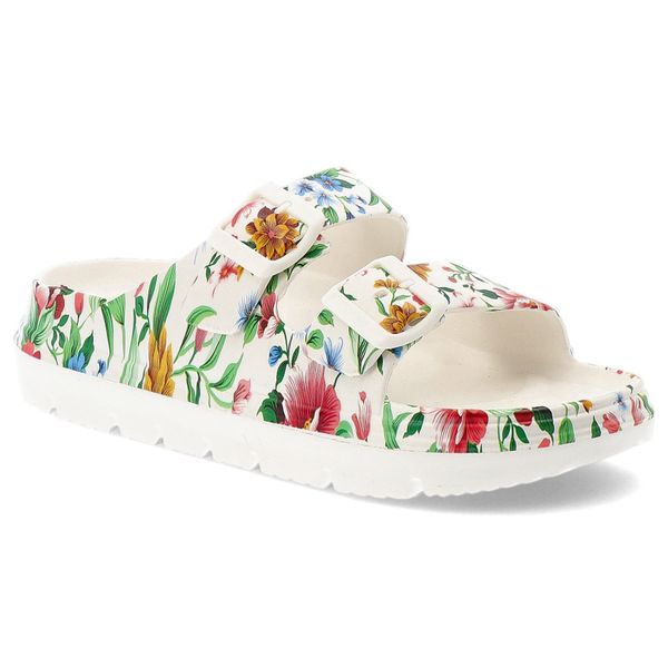 Kolorowe Klapki Laura Vita Modne Obuwie Damskie. Białe klapki damskie Laura Vita, na lato, bez wzorów, bez obcasa, bez zapięcia. Za 119.00 zł.