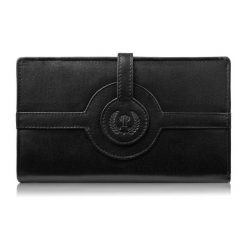 Portfel damski skórzany czarny duży w orientacji poziomej z RFID Paolo Peruzzi T-134-BL. Czarne portfele damskie z materiału. Za 75.65 zł.