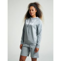 Bluza damska z kapturem Hummel go logo. Szare bluzy damskie Hummel, xs, bez wzorów, z bawełny, eleganckie, bez ramiączek, z kapturem. Za 181.35 zł.