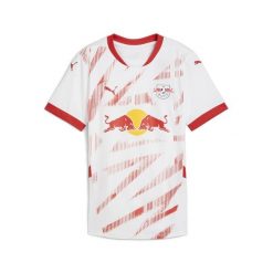 Damska koszulka domowa RB Leipzig 24/25 PUMA White For All Time Red. Białe bluzki damskie Puma, bez wzorów, retro, bez kołnierzyka, bez ramiączek. Za 398.55 zł.