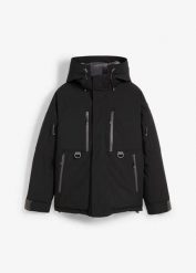 Wodoodporna kurtka narciarska ze śniegołapem. Białe kurtki sportowe damskie bonprix, bez wzorów, bez ramiączek, bez kaptura, narciarskie. Za 439.99 zł.