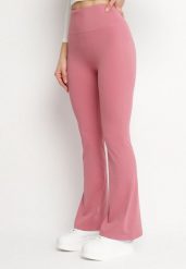 Ciemnoróżowe Legginsy o Kroju Dzwonów z Wysokim Stanem Koritea. Czerwone legginsy damskie Born2be, bez wzorów, z jeansu. Za 39.99 zł.