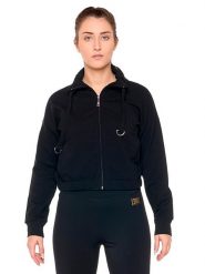 Bluza z zamek błyskawiczny na co dzień na siłownię. Czarne bluzy damskie LEONE 1947 APPAREL, s, bez wzorów, bez ramiączek, bez kaptura. Za 383.11 zł.