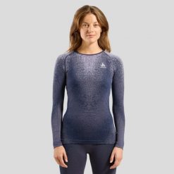 Bluza termoaktywna damska Odlo Performance Warm Blackcomb BL Top Crew Neck LS. Fioletowe bluzy damskie ODLO, l, bez wzorów, z elastanu, bez ramiączek, bez kaptura. Za 339.13 zł.