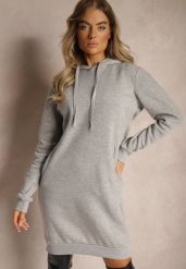 Jasnoszara Bluza Tunika z Dodatkiem Bawełny Wykończona Sznurkami i Kapturem Mivithia. Szare bluzy damskie Renee, na wiosnę, l, bez wzorów, z bawełny, eleganckie, bez ramiączek, z kapturem. Za 59.99 zł.