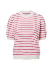 Nümph sweter z krótkim rękawem z dzianiny - Nunicole Kobiety Bawełna biały, XXL. Białe swetry nierozpinane damskie Nümph, xxl, bez wzorów, z bawełny, eleganckie, bez kołnierzyka, bez ramiączek. Za 299.95 zł.