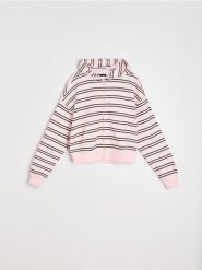 Bluza oversize z bawełną w paski - wielobarwny. Bluzy damskie Sinsay, l, bez wzorów, z bawełny, sportowe, bez ramiączek, bez kaptura. Za 59.99 zł.