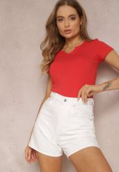 Czerwony T-shirt Amarhyse. Czerwone t-shirty damskie Renee, l, z aplikacjami, z bawełny, bez kołnierzyka, bez ramiączek. Za 24.99 zł.