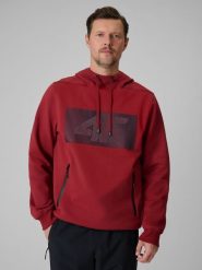 4F Bluza dresowa regular z kapturem męska - czerwona L. Czerwone bluzy męskie 4F, l, bez wzorów, z bawełny, bez ramiączek, z kapturem. Za 199.99 zł.