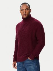 Tommy Hilfiger Golf MW0MW44706 Bordowy Regular Fit. Czerwone swetry męskie Tommy Hilfiger, m, bez wzorów, z kaszmiru, bez kołnierzyka, bez ramiączek. Za 949.99 zł.