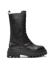 Calvin Klein Trapery YW0YW01544 Czarny. Czarne trapery damskie Calvin Klein, ze skóry, bez zapięcia. Za 899.99 zł.