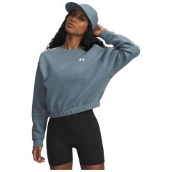 Bluza Damska UA Rival Fleece Piped Crew 6007035-587. Niebieskie bluzy damskie Under Armour, bez wzorów, bez ramiączek, bez kaptura. Za 129.99 zł.