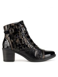 Rieker Botki Y2032-00 Czarny. Czarne botki damskie Rieker, bez wzorów, ze skóry, bez obcasa, na słupku, bez zapięcia. Za 307.99 zł.