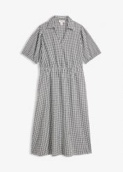 Sukienka midi z bawełnianej kory. Czarne sukienki damskie bonprix, bez wzorów, z bawełny, bez kołnierzyka, bez ramiączek, midi. Za 127.99 zł.