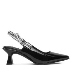 Sandały KARL LAGERFELD. Czarne sandały damskie KARL LAGERFELD, bez wzorów, bez obcasa, na słupku, bez zapięcia. Za 449.99 zł.