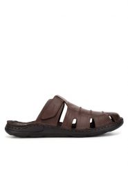Go Soft Klapki ROMA-03 MI18 Brązowy. Brązowe klapki męskie GO SOFT, bez wzorów, ze skóry, bez zapięcia. Za 149.99 zł.