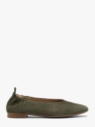 Zielone baleriny z kwadratowym noskiem. Zielone balerinki damskie Ryłko, bez wzorów, ze skóry, bez obcasa, bez zapięcia. Za 299.99 zł.