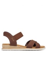 Skechers Sandały BOBS Desert Kiss - Golden Lily 114418/CHOC Brązowy. Brązowe sandały damskie Skechers, bez wzorów, z materiału, bez obcasa, na płaskiej podeszwie, bez zapięcia. Za 289.99 zł.