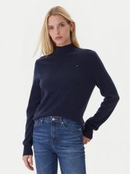 Tommy Hilfiger Sweter WW0WW47468 Granatowy Regular Fit. Niebieskie swetry nierozpinane damskie Tommy Hilfiger, m, bez wzorów, z wełny, bez kołnierzyka, bez ramiączek. Za 749.99 zł.