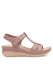 Clara Barson Sandały WYL05010-18 Różowy. Czerwone sandały damskie Clara Barson, bez wzorów, z syntetyku, bez obcasa, na koturnie, bez zapięcia. Za 69.99 zł.