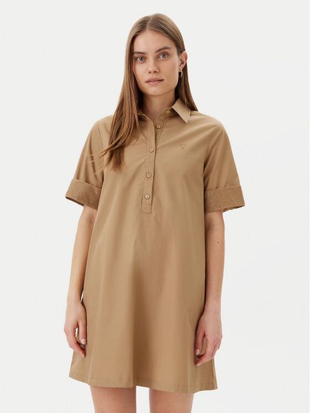 LOLA CASADEMUNT Sukienka koszulowa LS2516065 Beżowy Regular Fit. Brązowe sukienki damskie LOLA CASADEMUNT, xs, bez wzorów, z bawełny, bez kołnierzyka, bez ramiączek, koszulowe. Za 259.99 zł.