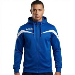 Kurtka rozgrzewkowa Turcja niebiesko-biała. Białe kurtki męskie Legea, m, bez wzorów, z poliesteru, bez kaptura, do biegania. Za 96.00 zł.